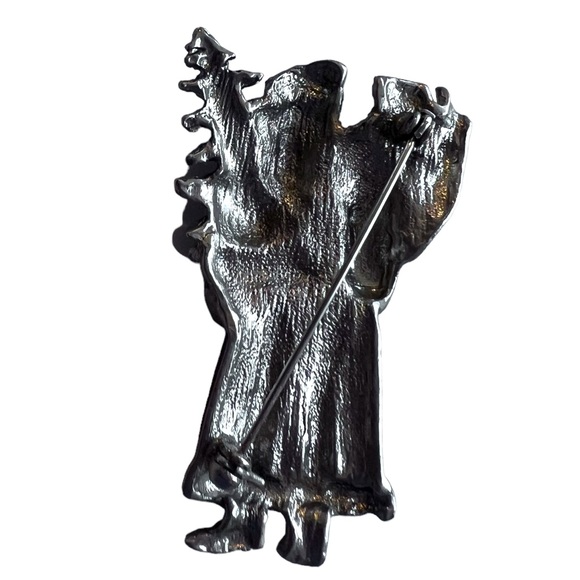 Old Fashioned Santa Christmas Enamel Brooch Pin Holiday - Picture 2 of 3